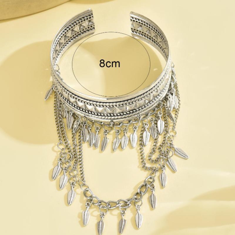 Light Luxury Tassel Open Bangles Niche Creative Design Sense Arm Bracelet Personality Hand Jewelry