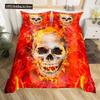 Skull Bedding Duvet Cover Set, White And Black Boho Gothic Skull Skeleton Bones Theme Bed Comforter Cover For Adults Decor