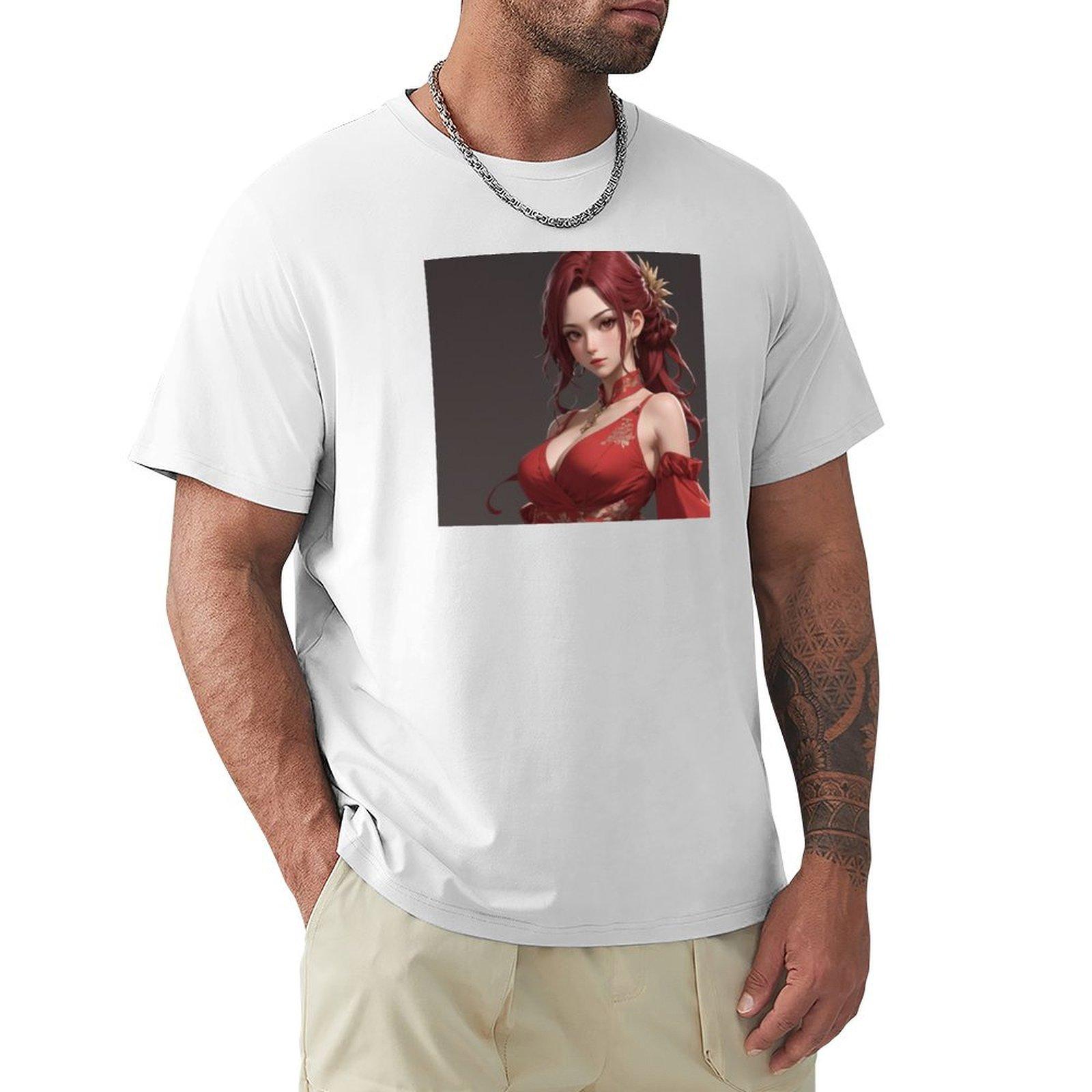 Crimson Charm Embrace The Anime Spirit Tshirt Thanksgiving Casual Tee S