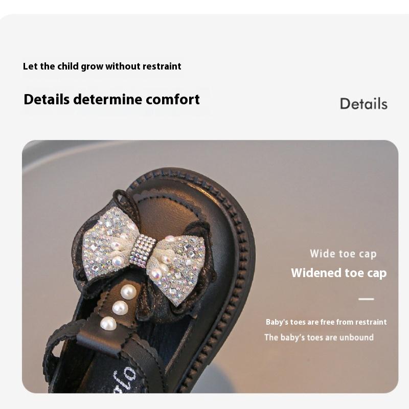 Autumn New Style Fashionable Bow Girls Comfortable Soft Sole Leather Shoes