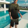 Summer  Men's Casual Fashion Round Neck T-shirt Shorts Set 3D Printed Gesture Short Sleeve Pullover Large Two Piece Set