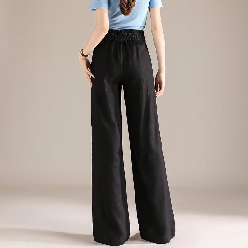 RAIN.CUN Women's Premium Linen Drawstring Wide-Leg Pants