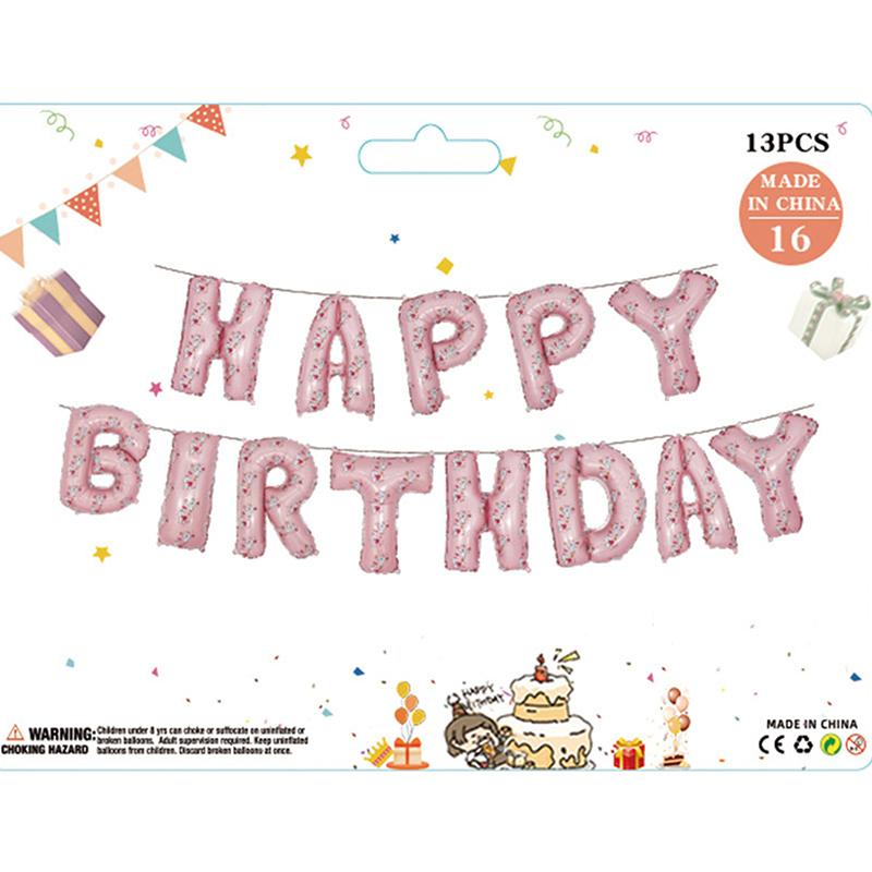 13 Stück/Set 16 Zoll Happy Birthday Buchstabenballon Geburtstagsfeier Dekoration Aluminiumfolienballon