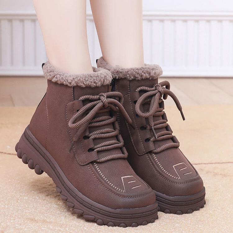 Dámské zimní zateplené boty do sněhu Protiskluzové voděodolné šněrovací kotníkové boty pro ženy Podšívka z umělé kožešiny Outdoor Pohodlné vycházkové boty
