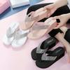Mode Damen Sommer Sandalen Pailletten Strand Weibliche Flip Flops Damen Hausschuhe Hohe Absätze Schuhe Für Frauen 2025 Plateau Keilabsatz Hausschuhe