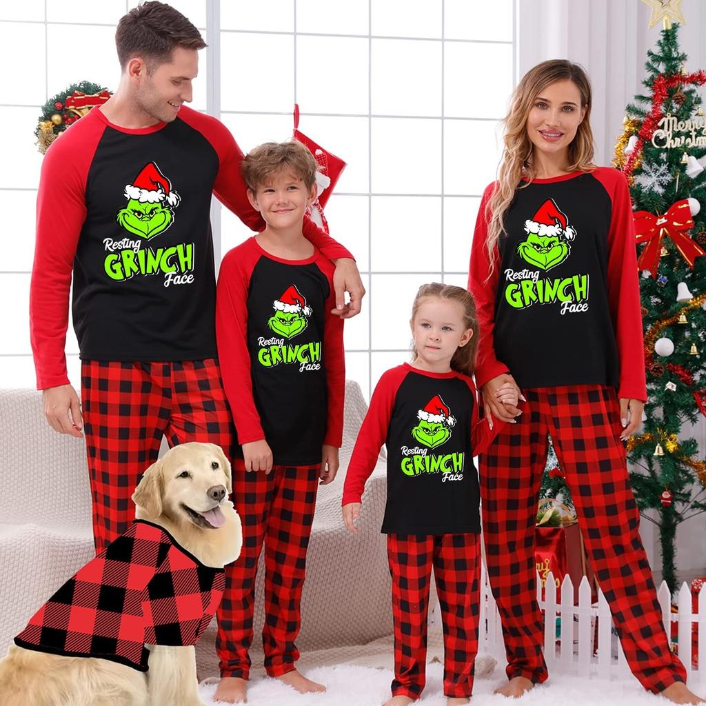 Christmas print family set long sleeved top and pants family set parent-child outfit