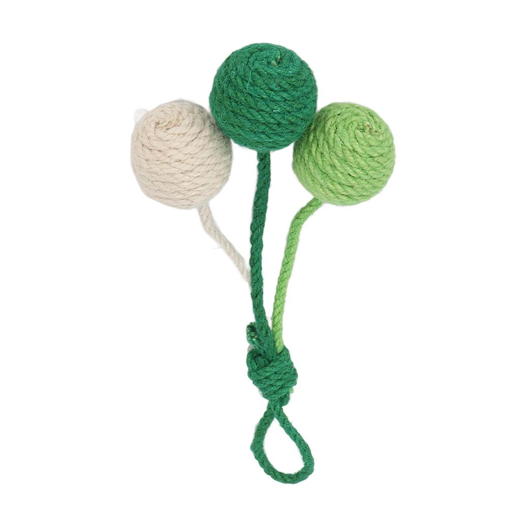 Hanging Cat Sisal Ball Chewable Colorful Interactive Cat Sisal Rope Ball Toy for Pet Indoor Green