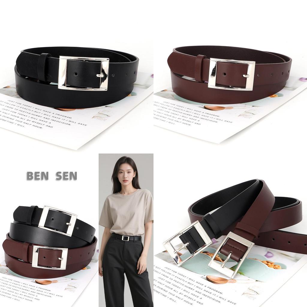 Womens Pu Leather Belt With Alloy Buckle For Casual Office Wear