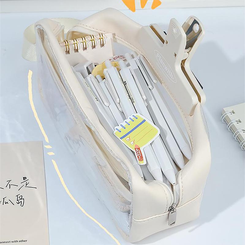 Transparente, große Kapazitäts-Bleistifttasche, Ins-Style-Schulmäppchen, Schreibwarenhalter