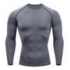 European Men's Quick-Dry Long Sleeve Stretch Fitness Shirt for Outdoor Running and Tennis