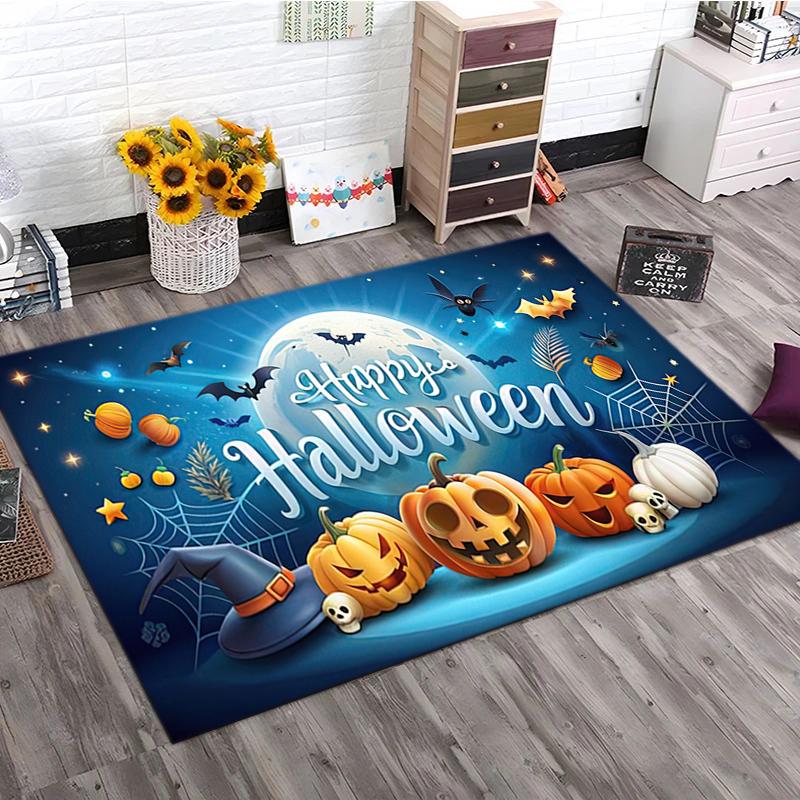 1 Stück Halloween-Thema Teppich - Heimdekoration Teppich für Wohnzimmer Schlafzimmer Bodenbelag Computerstuhl Bereichsteppich