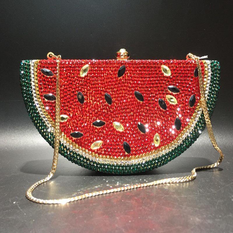 

Lemon Shape AB/Gold Rhinestone Small Women Shoulder Bag Luxury Designer Lady Girls Evening Clutches Wedding Party Chain Purse 18cmX10cmX6cm