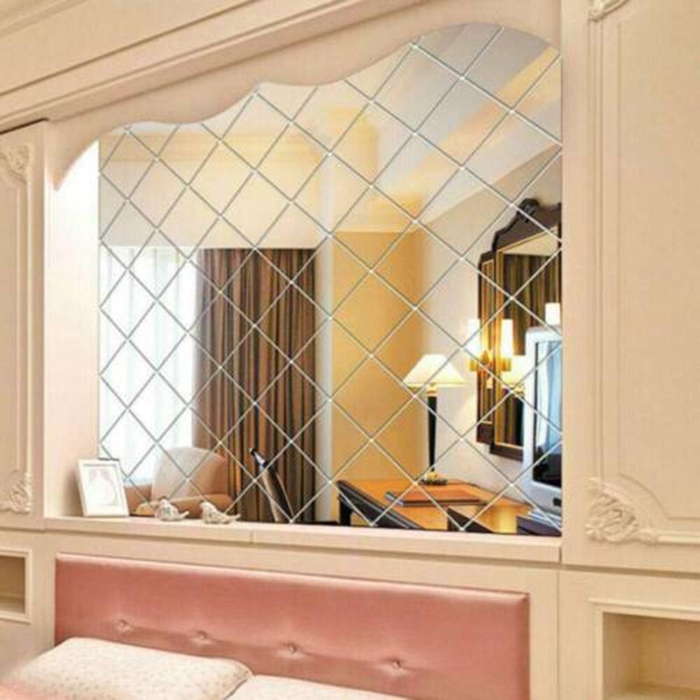 Naklejki Lustrzane Szkło Dom Mozaika Zestaw Srebrny Kwadrat