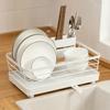 Carbon Steel Dish Drying Rack Drainer Tray Plates Organizer with Drainboard  Household