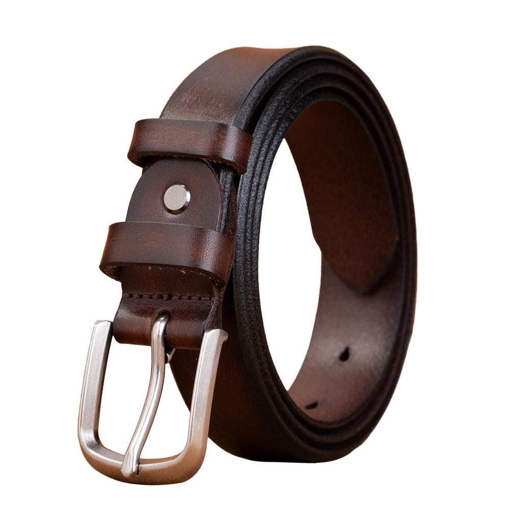 Leather Belt First Layer Cowhide Retro Versatile Tree Paste Leather Pin Buckle Retro Belt Middle-Aged And Young Men'S Belt