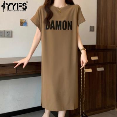Women's Fashion Summer Spring Short Sleeve O-Neck Loose Waistline Casual Dresses