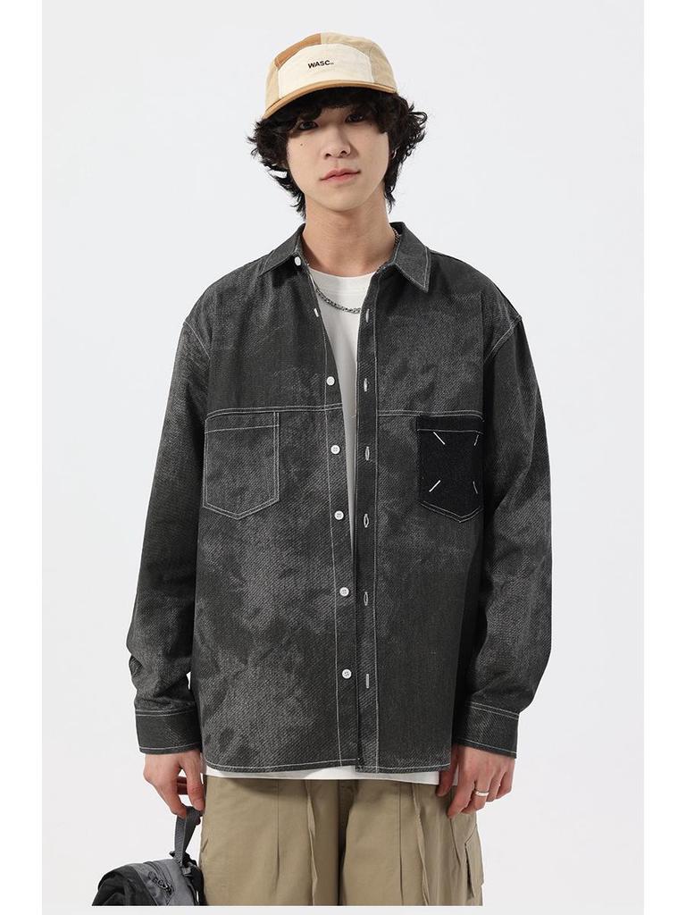 2025 Autumn Tie-Dye Denim Long-Sleeve Shirt Jacket
