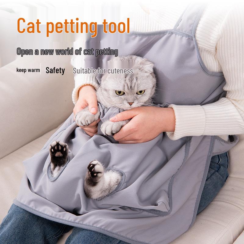 Summer Cat Apron: Non-stick Fur Pet Bib for Hugging & Nail Clipping