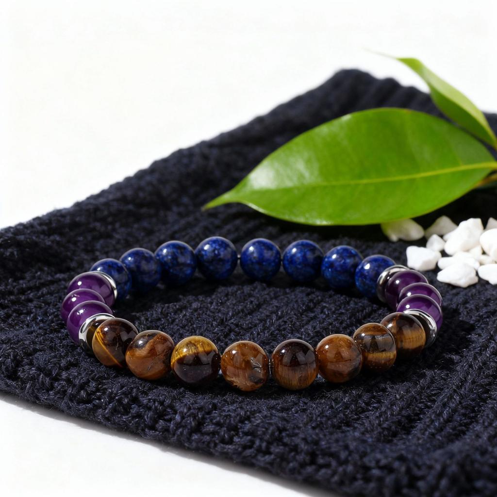 Festive Gifts Lapis Lazuli Amethyst Tiger Eye Beaded Bracelet Natural Fashion Jewelry For Men Women Daily Wear Gift