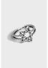 Retro Blackened S925 Sterling Silver Thai Star Carved Ring for Women