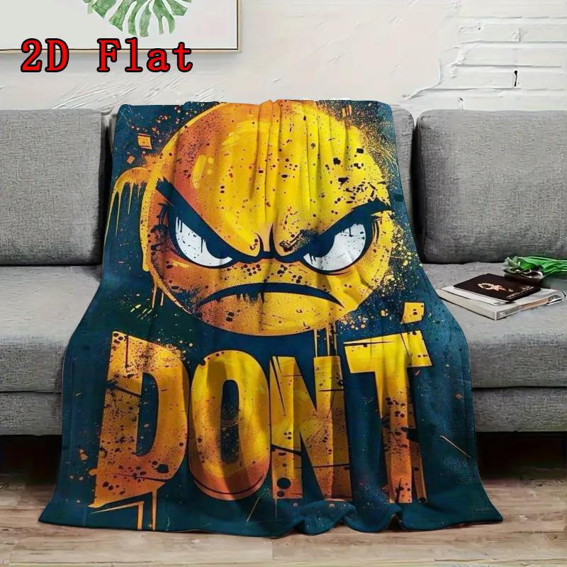 Angry expression 2D Flat Pattern Flannel Blanket High quality All Seasons Warmth and Comfort Perfect for Christmas Gifts.