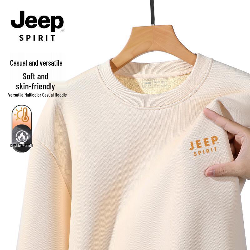 JEEP SPIRIT Men's Fleece-Lined Crew Neck Long Sleeve Sweatshirt
