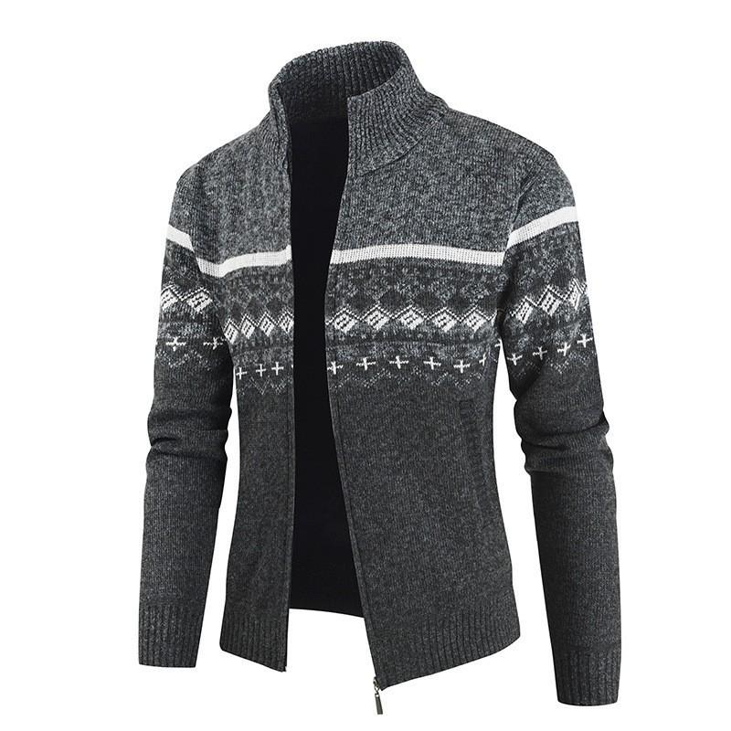 Men S Slim Fit Jacquard Long Sleeve Knit Cardigan Casual Daily Wear