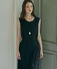 MALOUPE 7107 Crinkle Sleeveless Long Dress (Black)