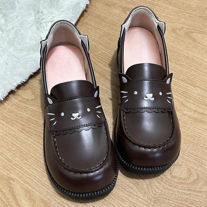Kitten pattern new Potter College original l versatile sailor uniform student single shoes leather shoes