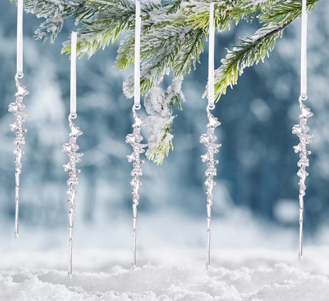 50 Ornamente Acrilice Icicle pentru Decorarea Pomului de Crăciun Design Acrilic Transparent pentru Utilizare Sezonieră și Stilizare Festivă a Casei
