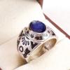 Blue Sapphire Oval Cut Gemstone With 925 Sterling Silver Ring For Men's #B606 JL375686496600