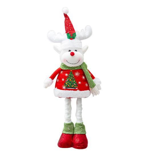 Christmas Doll Decoration Retractable Long Legs Plush Santa/Snowman/Reindeer Doll Toy Tabletop