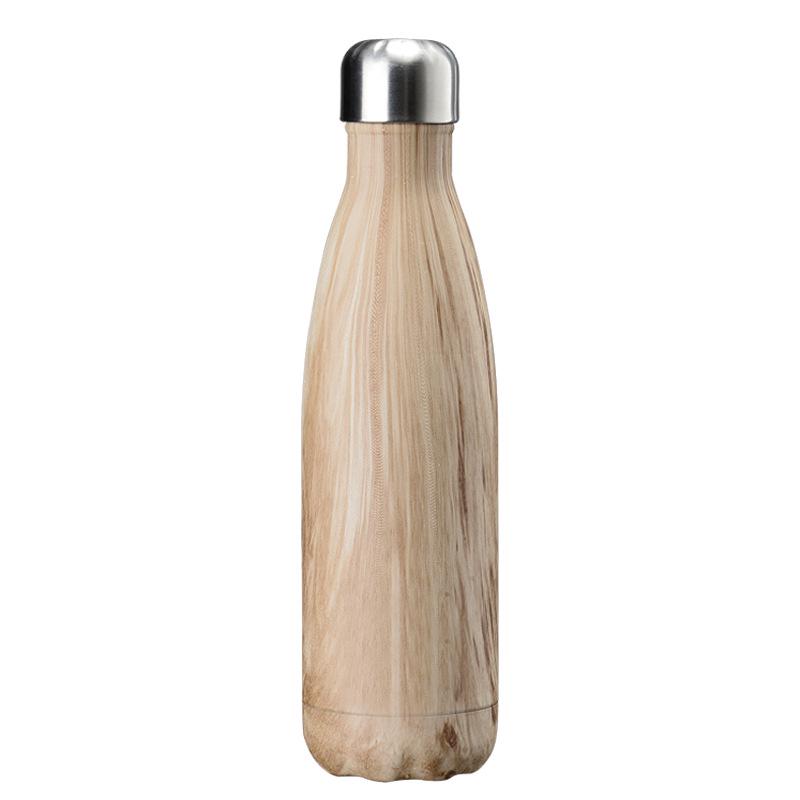 

Stainless Steel Thermos Sports Gift Kettle Wooden Coke Bottle Insulated Water Bottle for Outdoor Activities 500ml