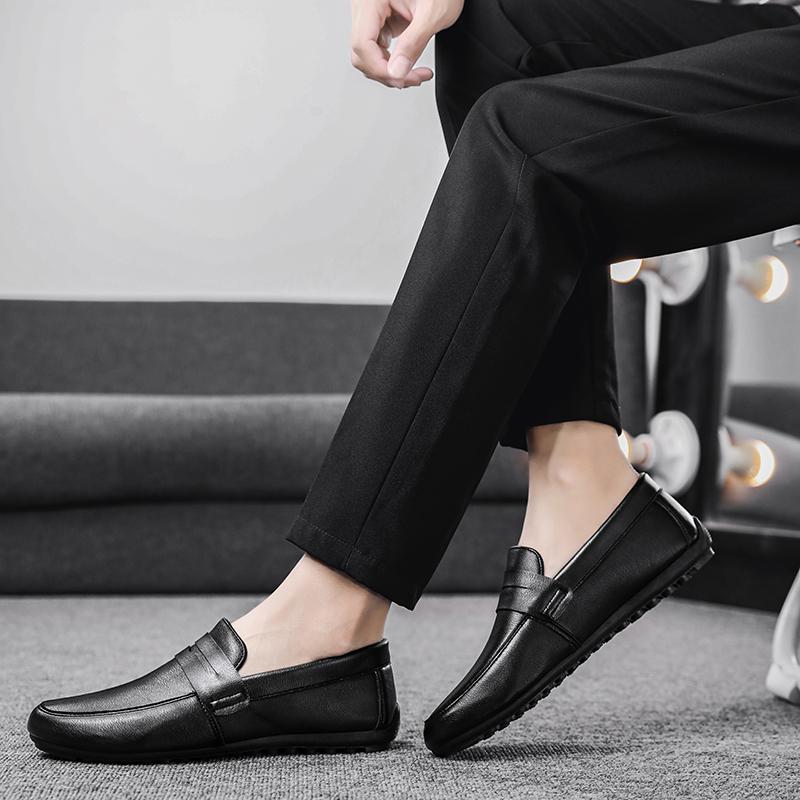 Fashion Leather Men's Shoes Summer New Driving Flat Casual Style Men's Shoes Trendy Fashion Outdoor Lazy Loafers Men's Shoes Dress Luxur