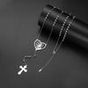Virgin Mary Heart Pendant Necklace Stainless Steel Praying Mary Rosary Cross Christian Religious Amulet Catholic Jewelry Gifts