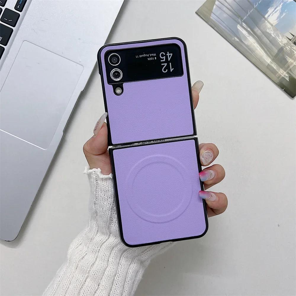 

Деловой чехол из искусственной кожи Magsafe для Samsung Galaxy Z Flip 3 4 5 6 PC Противоударный Магнитная Беспроводная зарядка Флип 6 Z Flip5 Чехол For Samsung Z Fold 4