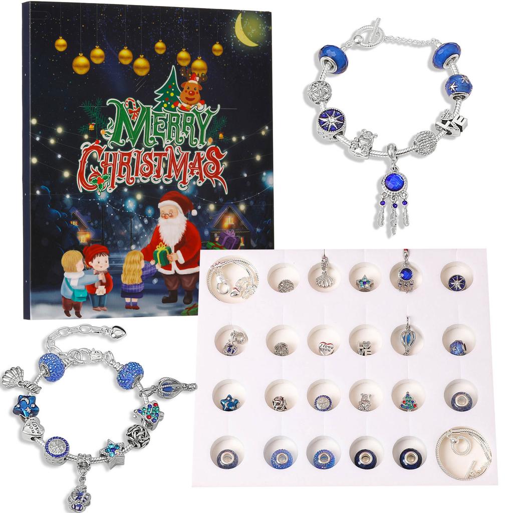 24 Days Christmas Advent Calendar Ring Necklace Earrings 2023 New Year Countdown Advent Calendar Christmas Gift for Girls Kids