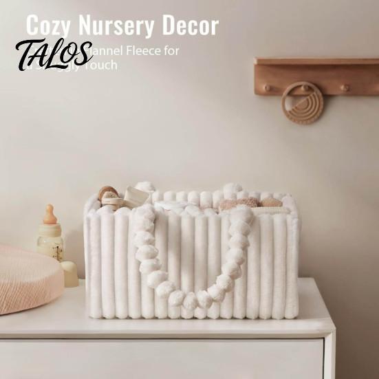 Large Capacity Baby Essentials Organizer Plush Diaper Caddy, Quilted Gear Organizer, Lightweight Mommy Bag, Caddy Fuzzy Travel Tote for Newborn