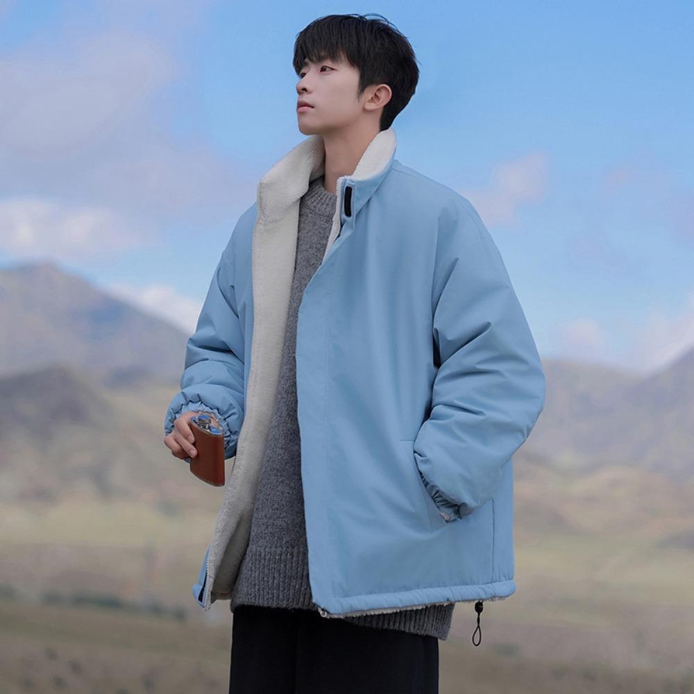 Winter new fashion versatile velvet windproof waterproof cotton-padded clothes men's casual jacket