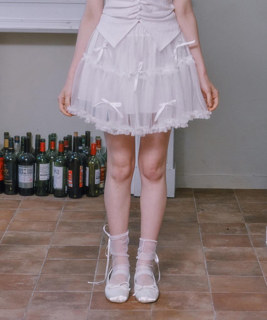 Lulu Shoe Ribbon Cancan Lace Skirt - White