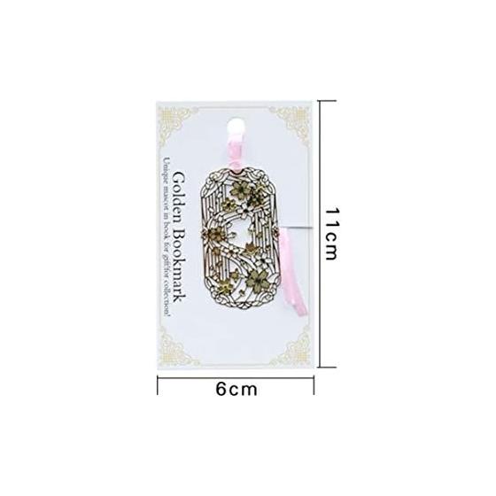 Set of 6 Metal Bookmarks with Cherry Blossom Motif, Elegant Gold Plated Lace and Ribbon Design, Animal Silhouette, Perfect for Readers and Gifts,