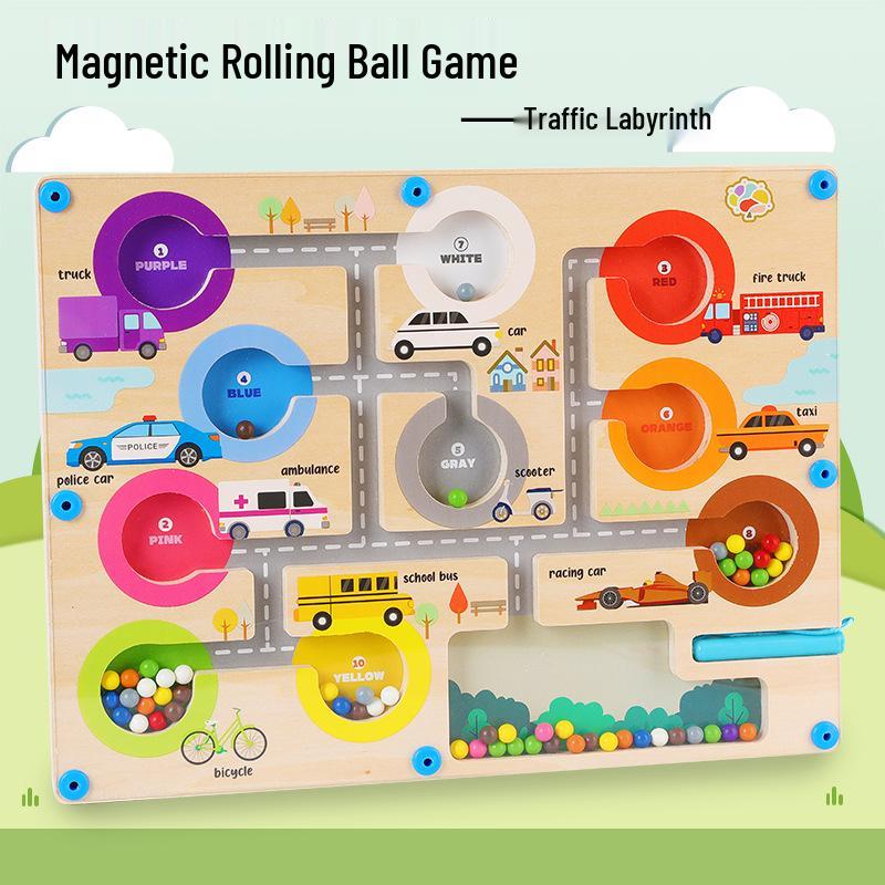 Mushroom Magnetic Wooden Maze: Numerical Logic and Classification Toy for Children's Cognitive Development