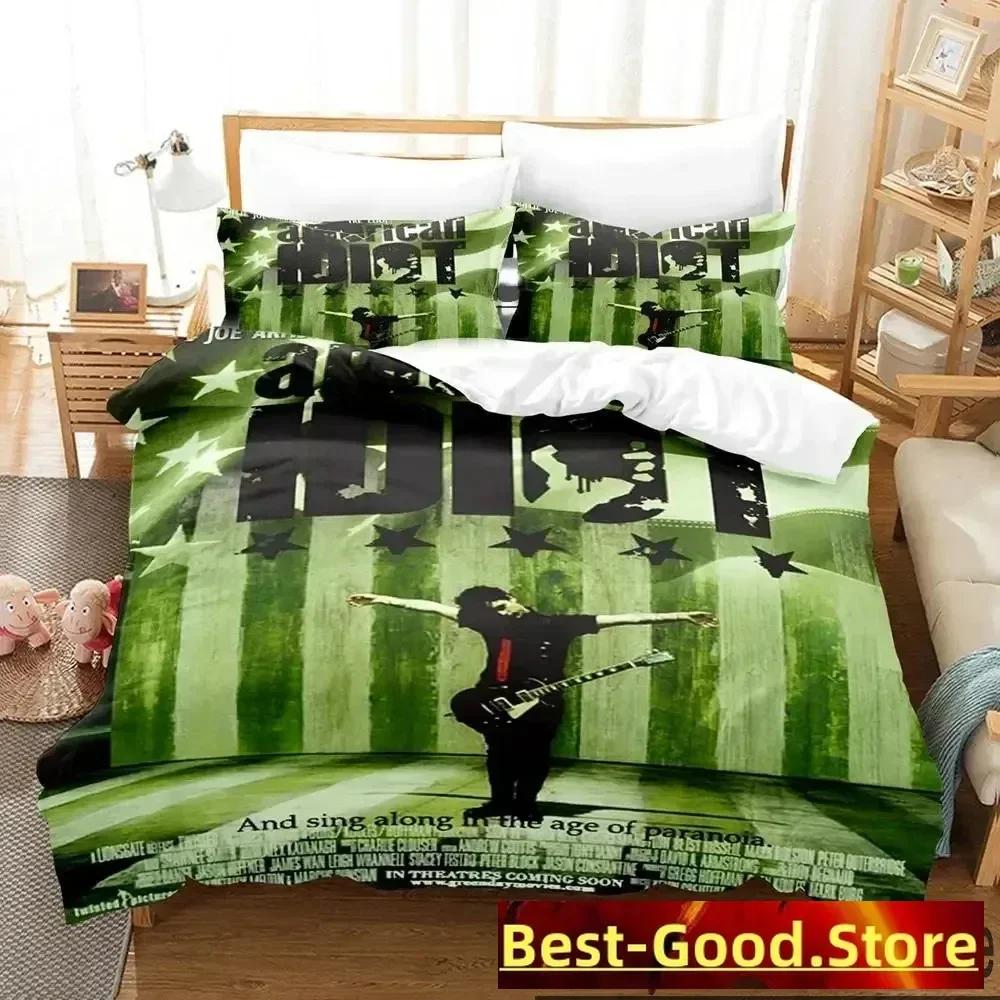 

3D Print American Idiot Green Day Printed Bed Set Duvet Cover Pillowcase Bedding Set Bed Linen Sheet Quilt Cover Full Queen Size 70x133cm 2pcs
