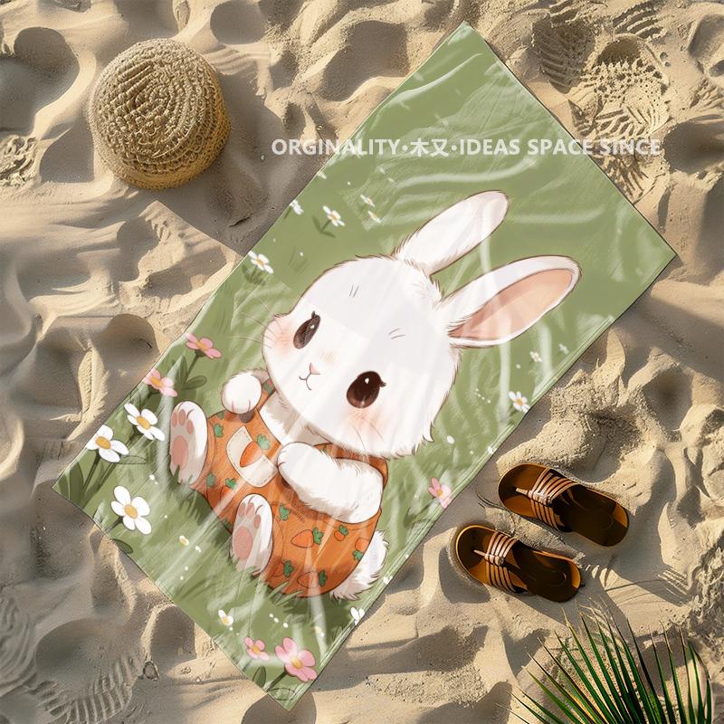 Cartoon Carrot Bunny Beach Towel Patterned Sunscreen And Windproof Suitable For Swimming Pool Camping Travel Blanket
