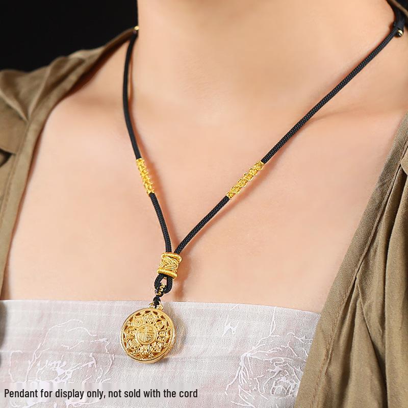 Hand-Woven Black Jadeite Gold Pendant Rope for Men & Women