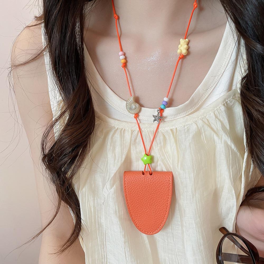 Eyewear Protector Leather Glasses Case Necklace Starfish Conch Stone Glasses Storage Chain Women