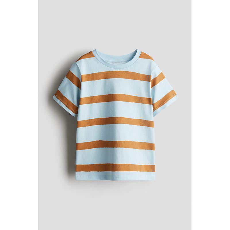 

HM Children s Clothing Boys T-shirt Autumn Crew Neck Short Sleeve Cute Cartoon Print Children s Bottoming Shirt Tops 1216652 Light blue/Stripes 110/56