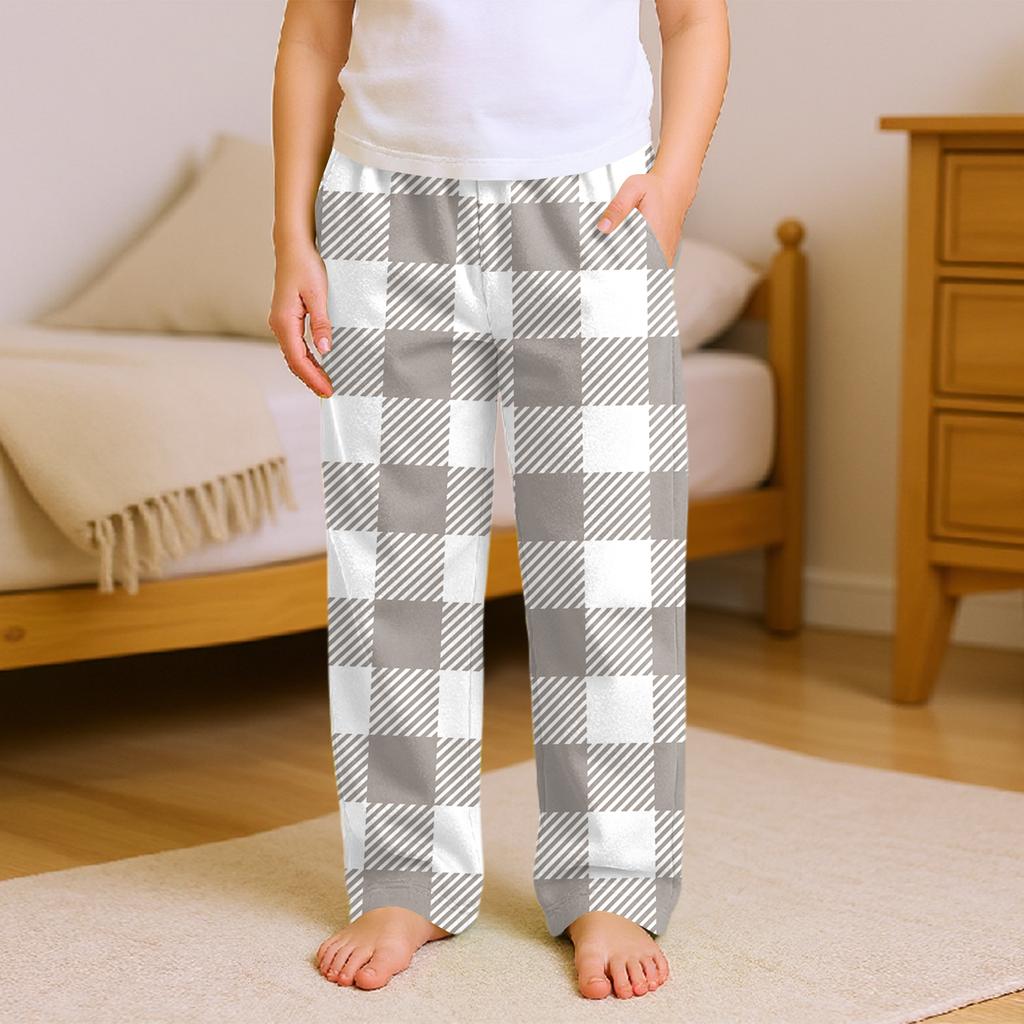 Fashionable Children's Versatile Polka Dot Stripe Print Pocket Casual Pants