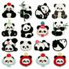 Cartoon Panda Theme Embroidery Cloth Sticker Safflower Panda Computer Embroidery Label Clothes Bag Decoration Towel Embroidery Chapter Boy