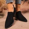 Pointed Toe Chunky Heel Shoes - All-Season Comfort, Black Faux Cover with Golden Accents, Casual & Office Wear Perfect for Daily Commut
